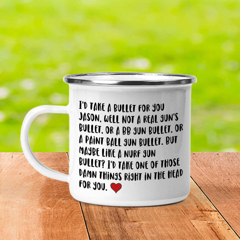 Personalized Funny Quote Metal Camping Cup Coffee Mug - Forever Sky Studio