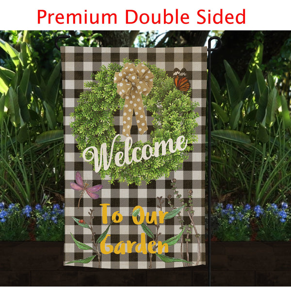 Welcome To Our Garden Lawn Flag - Forever Sky Studio