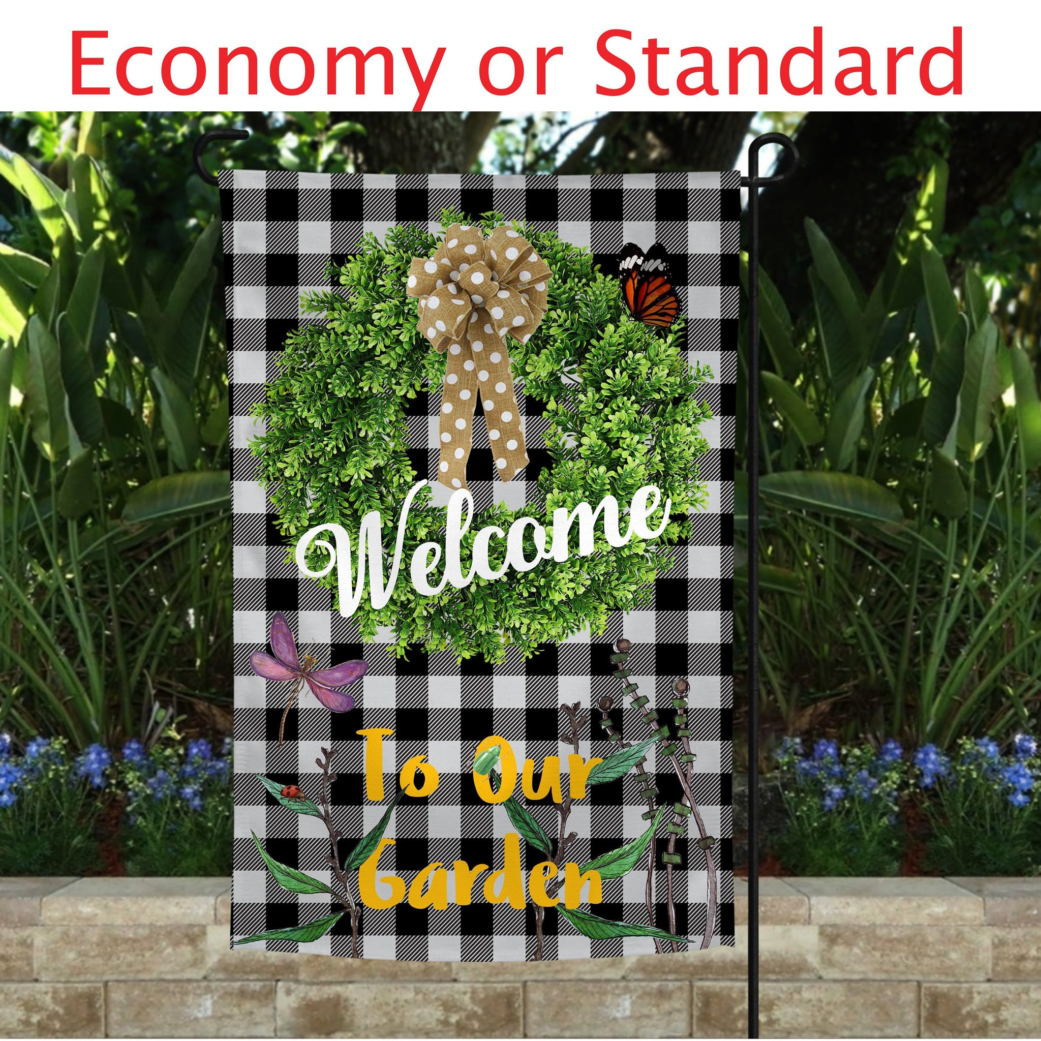 Welcome To Our Garden Lawn Flag - Forever Sky Studio
