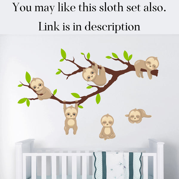 Sloth nursery, baby sloth decal, fabric baby sloths, fabric nursery decal, sloth nursery decor