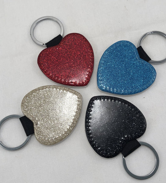 Funny Quote Glitter Vegan Leather Heart Keychain - Forever Sky Studio