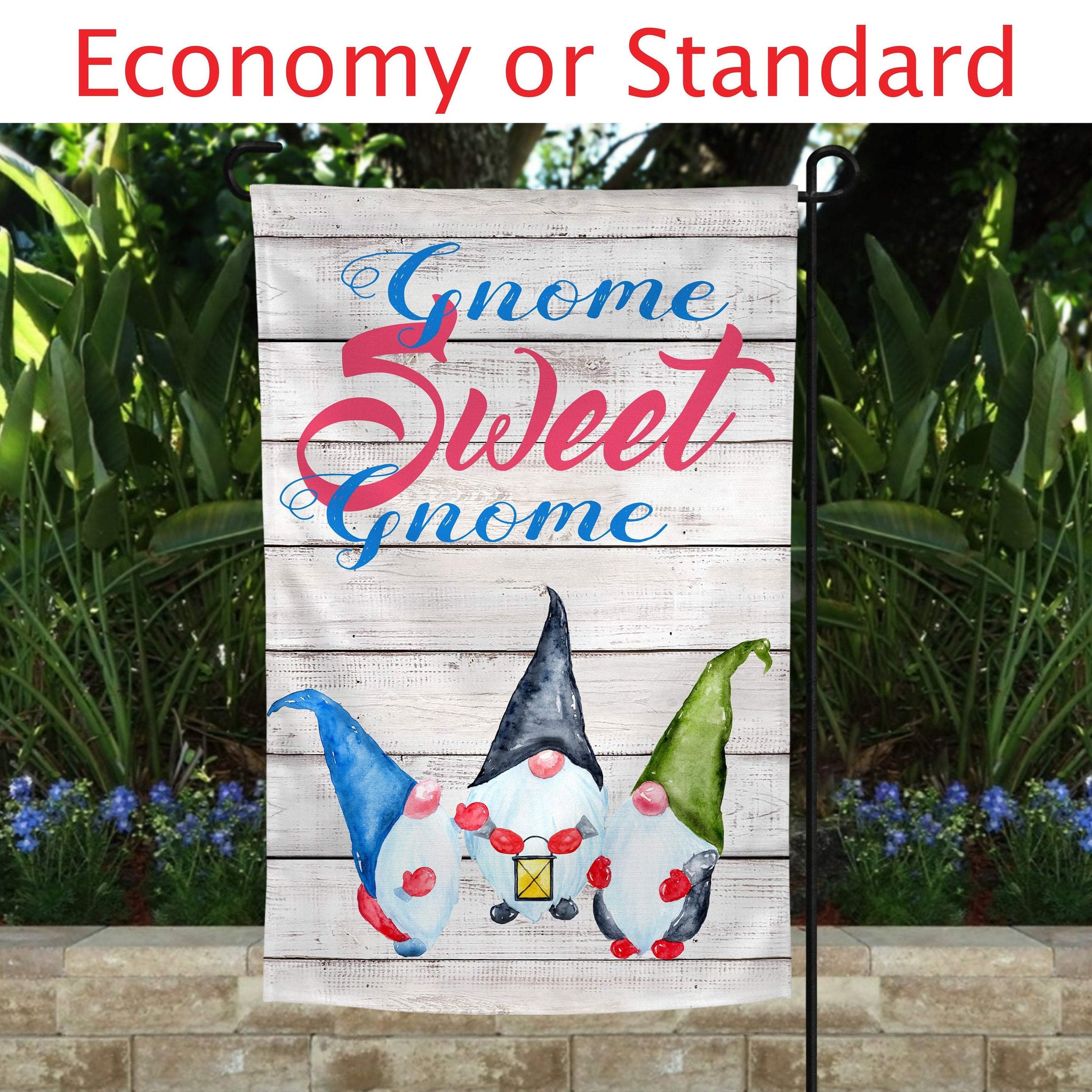 Gnome Sweet Gnome Rustic Garden Flag - Forever Sky Studio