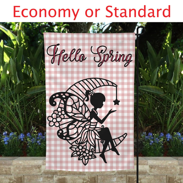 Hello Spring Flag, Garden Fairy Flag, Welcome Flag, Yard Flag, Lawn Flag, Greeting Flag, Fairy Garden Flag, Garden Decoration, Yard Art