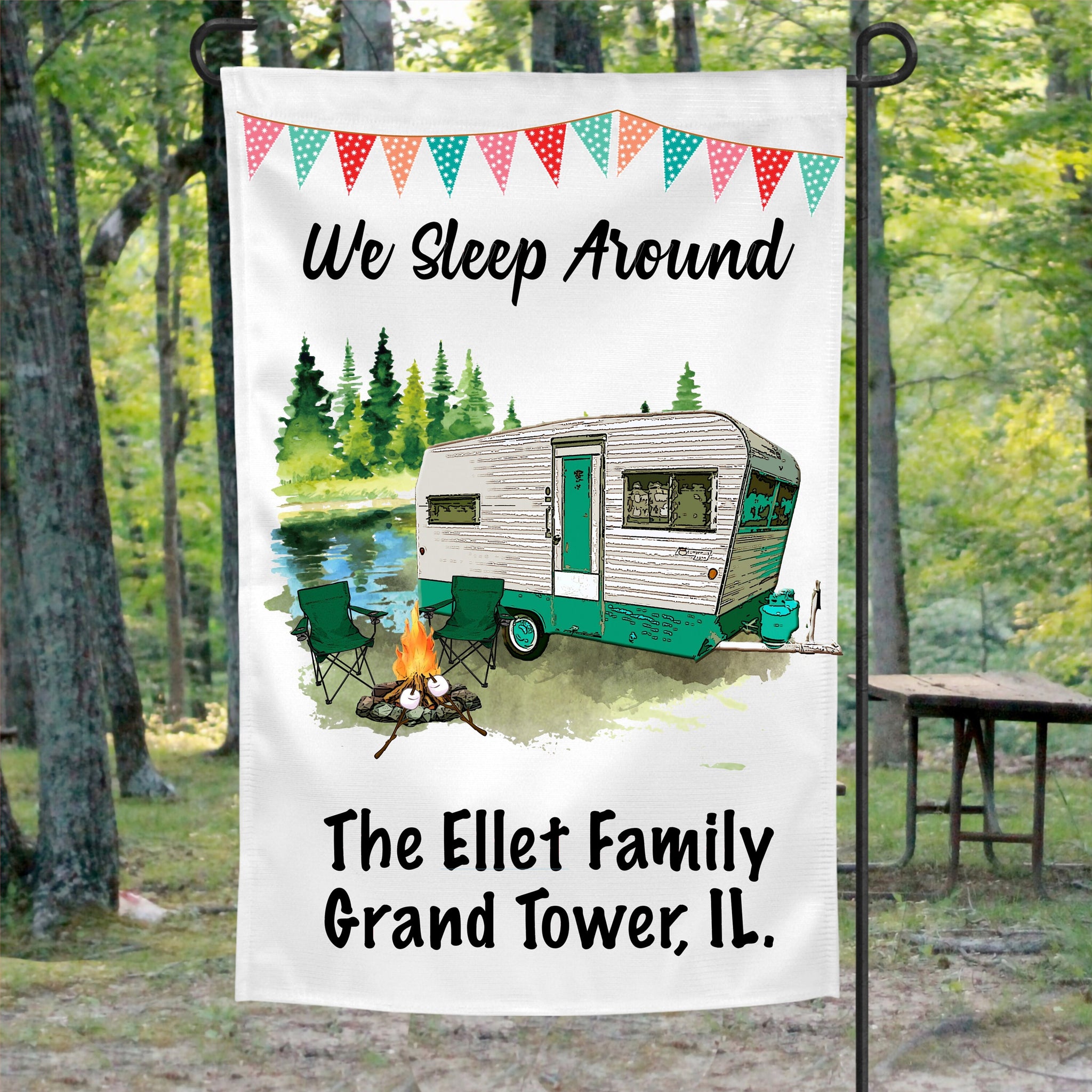 Personalized Flag, Camping Flag, Custom Garden Flag, Campsite Flag, Camping Accessories