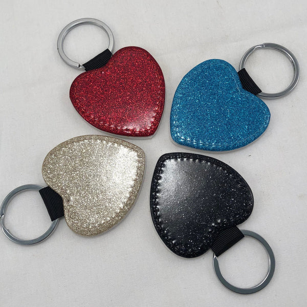 Photo Keychains, Glitter Keyrings, Leather Heart, Personalized Keyring, Custom Keychain, Personalized Gift, Heart Keychain, Faux Leather
