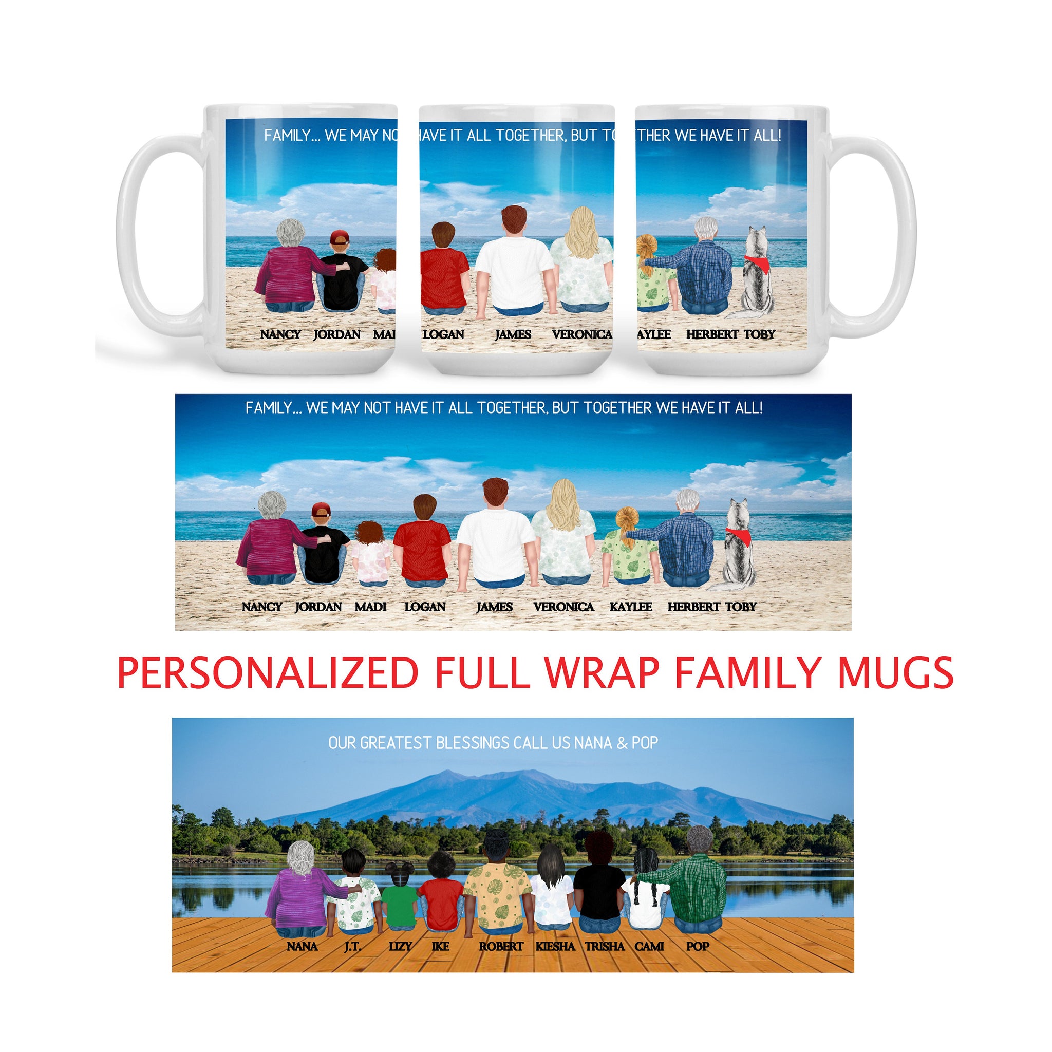 Personalized Family Full Wrap Coffee Mug - Forever Sky Studio