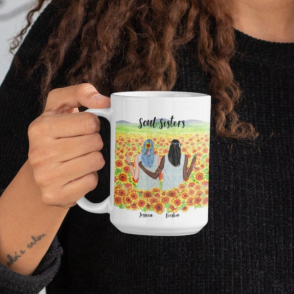 Personalized Boho Girls Coffee Mug For Best Friend Or Sister - Forever Sky Studio