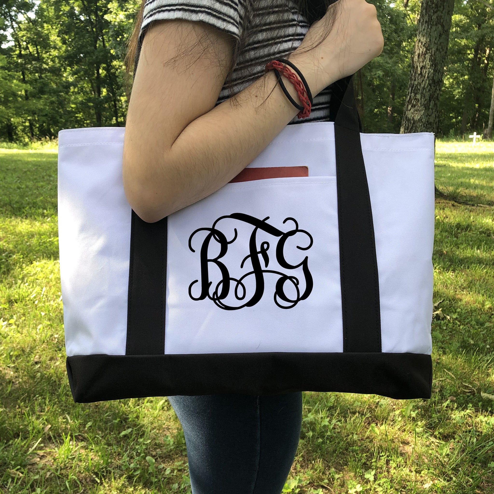Monogram Tote Bag, Personalized Tote, Custom Tote Bag, Tote Bag With Pocket, Heavy Duty Tote Bag, Beach Bag, Shopping Bag, Shoulder Bag