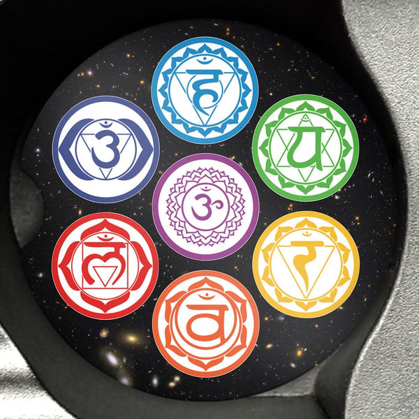 Chakra Car Coasters, Car Accessories, Cup Holder Coasters, Chakra Coaster Set, Sandstone Coasters