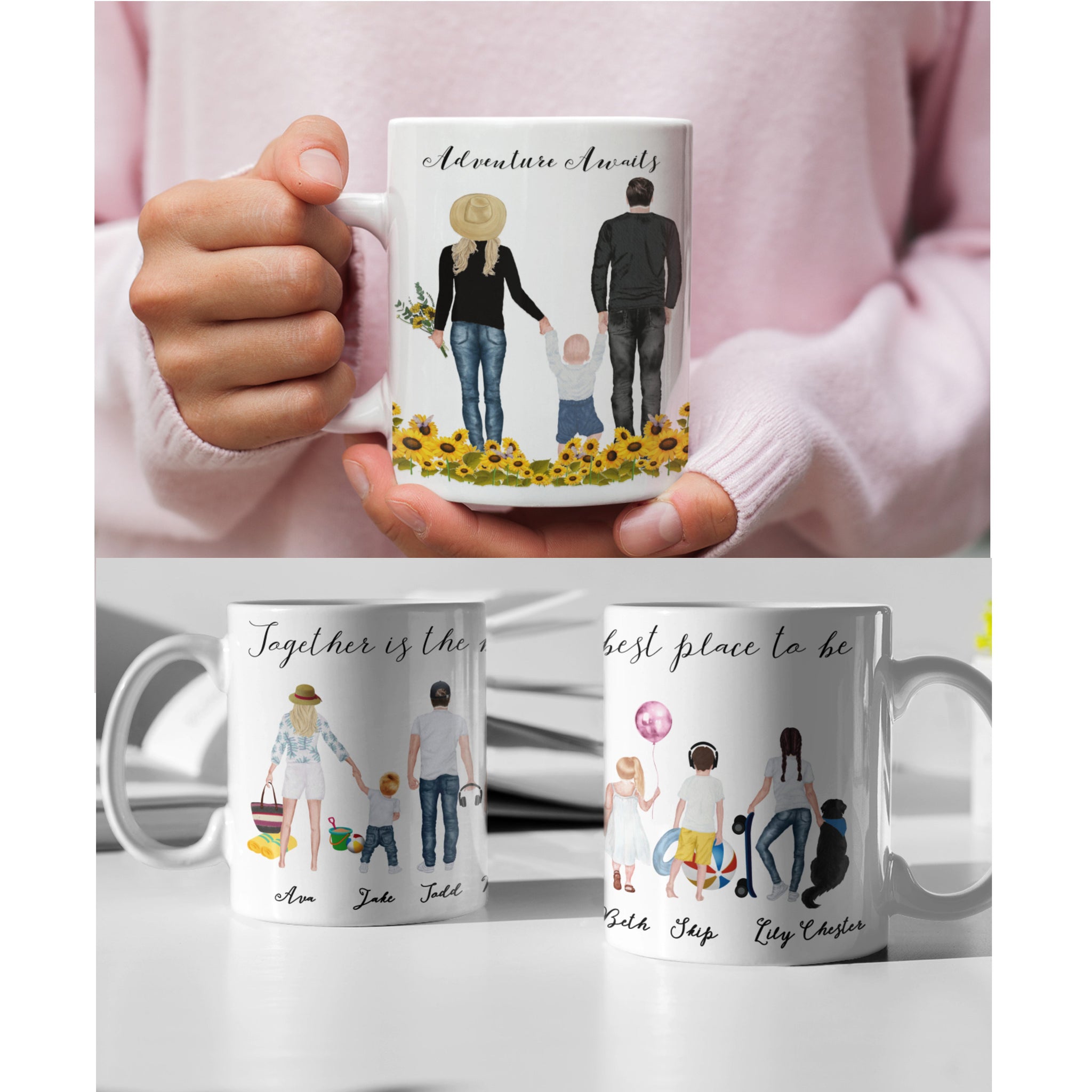 Personalized Family Mug, Designer Coffee Cup - Forever Sky Studio