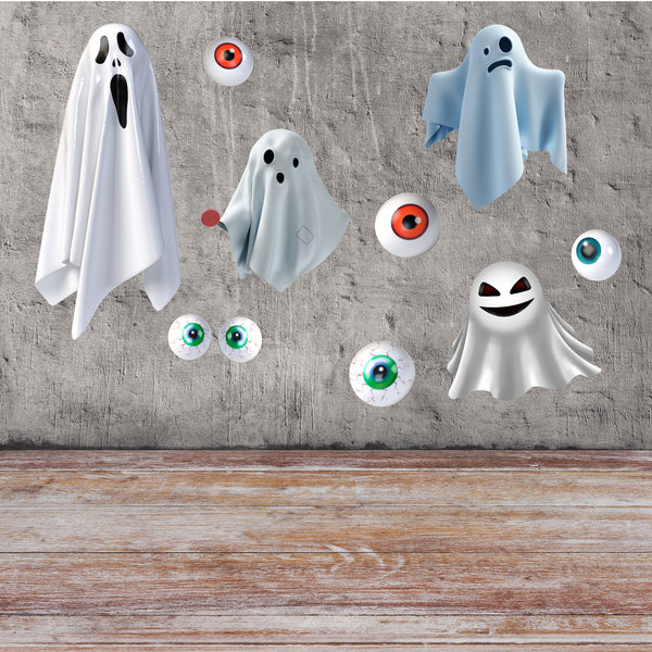 Halloween Decals, Wall Decal, Ghost Decals, Eyeball Decals, Reusable Wall Decals, Wall Stickers, Halloween Decor, Kids Wall Decals