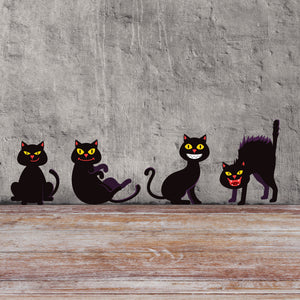 Halloween Decals, Cat Wall Decor, Black Cat Decals, Reusable Wall Decals, Halloween Cats, Spooky Cat Decals, Kids Wall Stickers, Reusable
