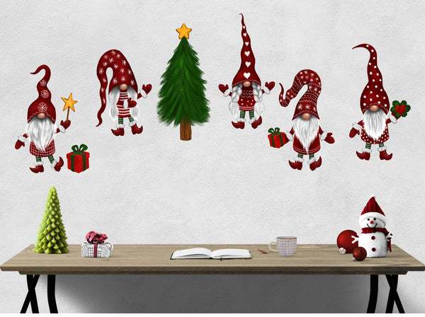 Christmas Gnomes, Wall Decals, Holiday Decor, Removable Wall Decal, Christmas Wall Decal, Reusable Stickers, Wall Decor, Gnome Wall Decals