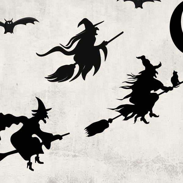Halloween Decals, Witch Wall Decals, Fabric Wall Decals, Halloween Decor, Halloween Stickers, Wall Stickers, Removable Wall Decal