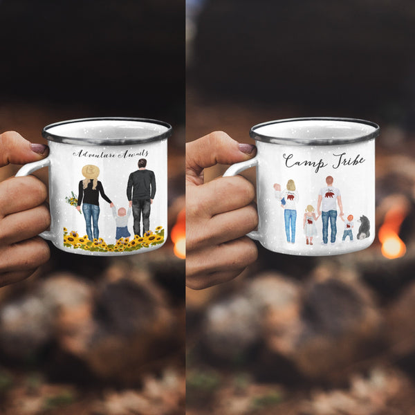 Camping Cup, Family Camp Cup, Metal Coffee Mug, Personalized Cup, Custom Camp Cup