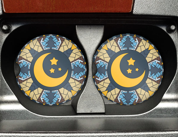 Moon & Stars Coaster, Car Accessories, Car Coasters, Cup Holder Coasters, Drink Coasters
