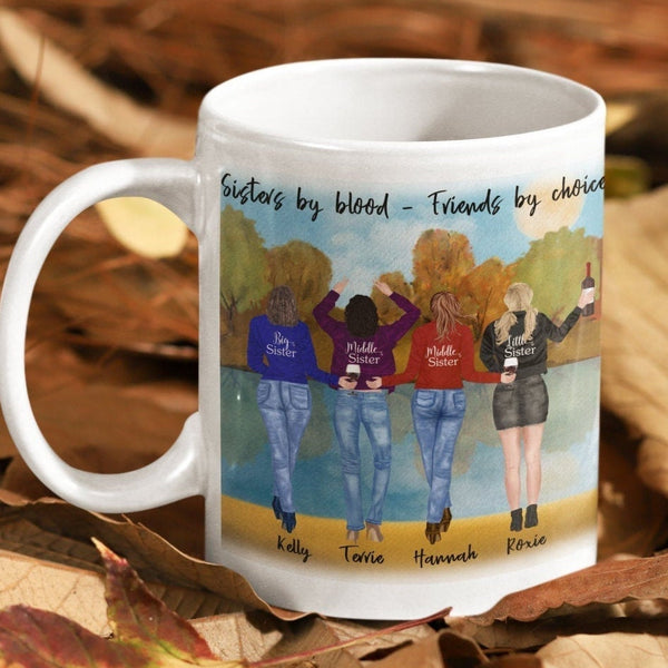 Sisters Mug, Best Friends Mug, Girls Coffee Cup, Designer Mugs, Personalized Gift