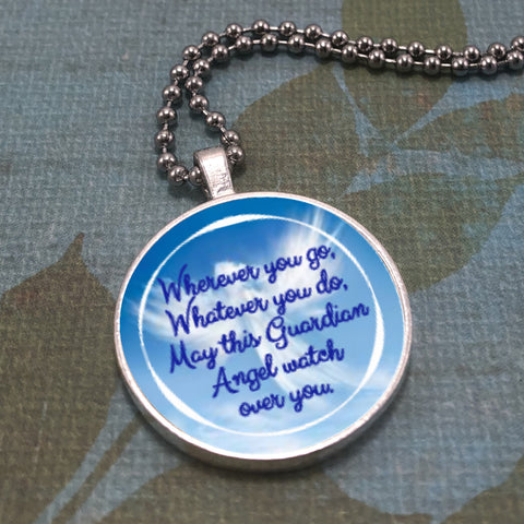 Guardian Angel Gift, Angel Pendant, Angel Necklace, Guardian Angel Quote, Personal Gift