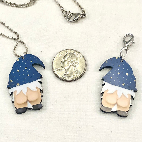 Gnome Necklace, Gnome Zipper Pull, Gnome Jewelry, Gnome lovers Gift