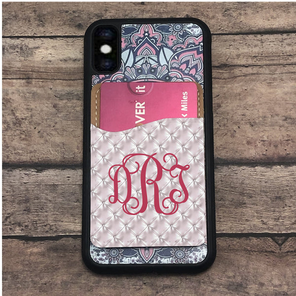 Monogram Card Caddie, Personalized Caddies, Phone Accessories, Phone Wallet, Cell Phone Caddy