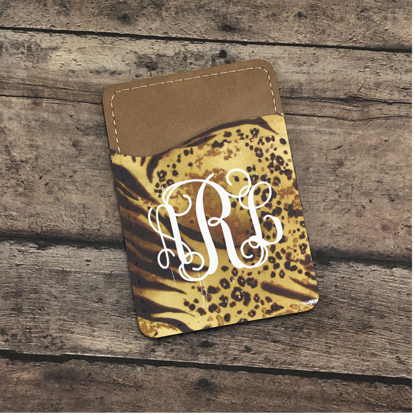 Monogram Card Caddie, Personalized Caddies, Phone Accessories, Phone Wallet, Cell Phone Caddy