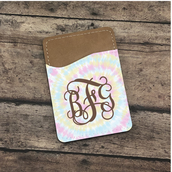 Monogram Card Caddie, Personalized Caddies, Phone Accessories, Phone Wallet, Cell Phone Caddy