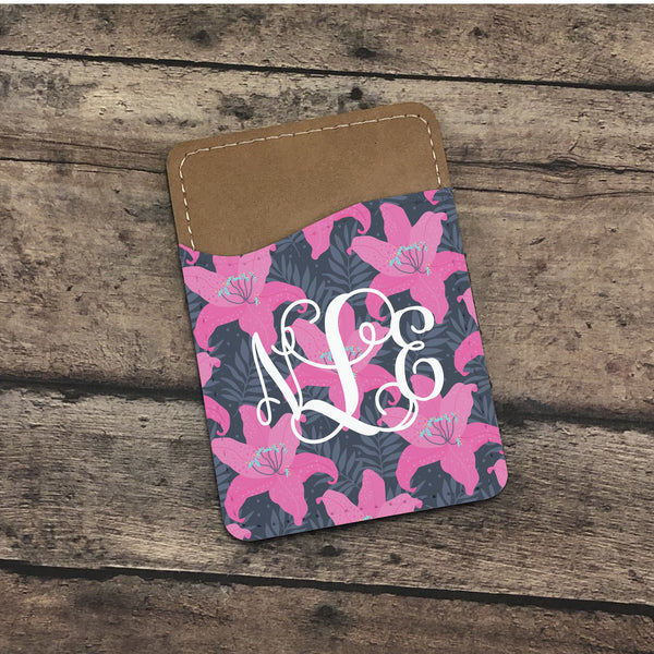 Monogram Card Caddie, Personalized Caddies, Phone Accessories, Phone Wallet, Cell Phone Caddy