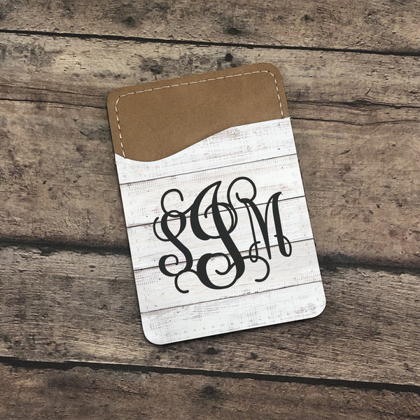 Monogram Card Caddie, Personalized Caddies, Phone Accessories, Phone Wallet, Cell Phone Caddy