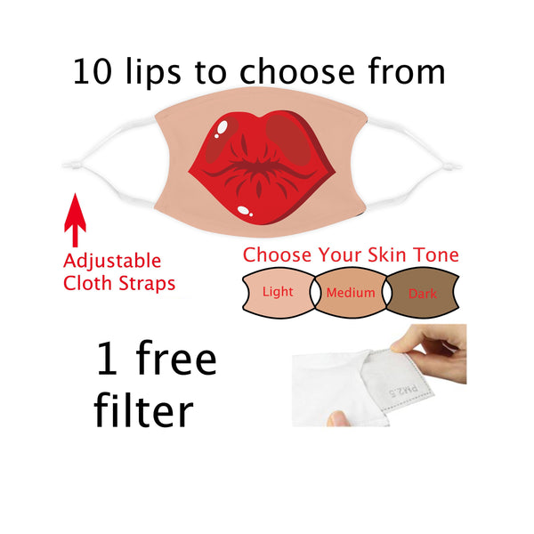 Mask With Filter, Washable Face Mask, Funny Face Mask, Lips Masks, Protective Face Mask