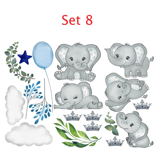 Nursery Wall Decals, Elephant Wall Decor, Personalized Baby Reusable Wall Decal, Custom Nursery Wall, New Baby Gift