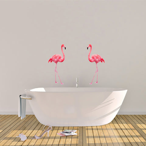 Pink Flamingo Decals, Tropical Wall Decals, Flamingo Wall Stickers, Coastal Decor, Pink Flamingos