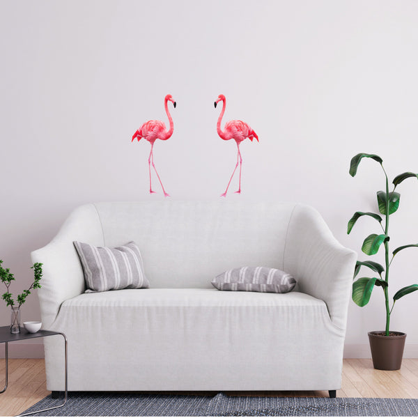 Pink Flamingo Decals, Tropical Wall Decals, Flamingo Wall Stickers, Coastal Decor, Pink Flamingos