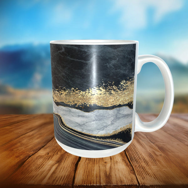 Geode Coffee Mug, Black and Gold Mug, Coffee Mugs, Rock Lovers Gift