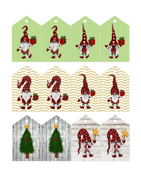 Gnome Christmas Tags, Gift Tags, Present Tags, Holiday Tags, Digital Download Tag, Gnome Tags, Silhouette File, JPEG File