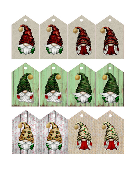 Gnome Christmas Tags, Gift Tags, Present Tags, Holiday Tags, Digital Download Tag, Gnome Tags, Silhouette File, JPEG File