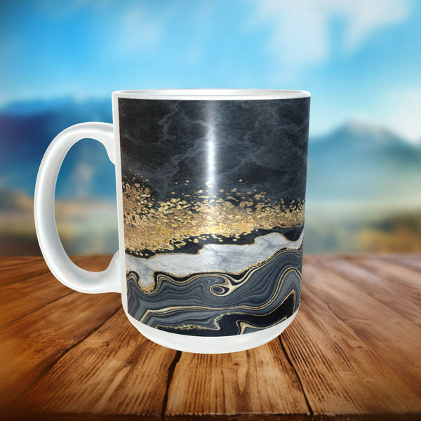 Geode Coffee Mug, Black and Gold Mug, Coffee Mugs, Rock Lovers Gift