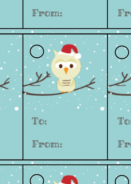 Christmas Owl Tags, Digital Download Tag, Holiday Tags, Owl Tags, Gift Tag, Print and Cut Tags, DIY Tags, Christmas Gift Tags