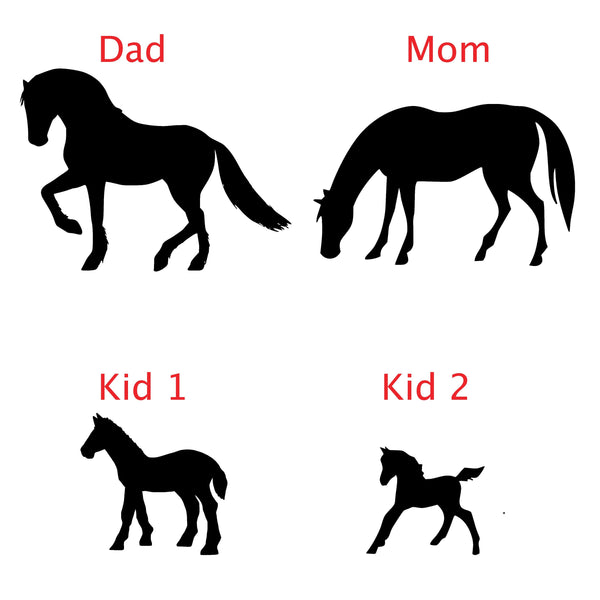 Horse Family Decals, Car Window Family, Horse Stickers, Family Car Decal, Vinyl Horse Decals