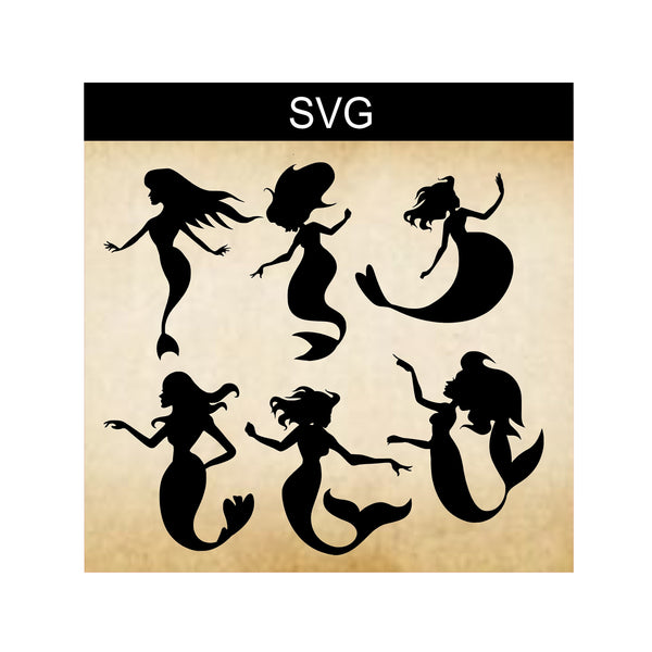 SVG Mermaid Bundle, Digital Clip Art, Mermaid Silhouette, Silhouette Mermaids, Digital Mermaids