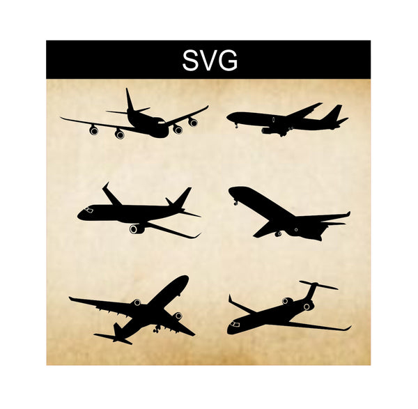 SVG Airplane Bundle, Airplane Silhouettes, Digital Clip Art, Digital Airplanes, Sublimation