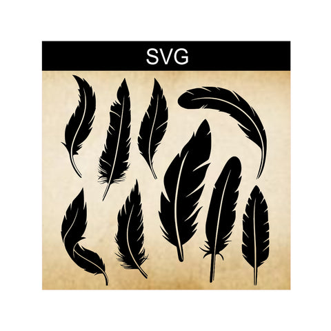 SVG Feather Bundle, Digital Clip Art, Feather Silhouettes, Silhouette Feathers, Digital Feathers