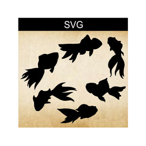 SVG Goldfish Bundle, Goldfish Silhouettes, Digital Clip Art, Digital Gold Fish, Sublimation