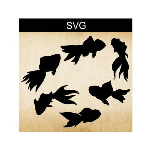 SVG Goldfish Bundle, Goldfish Silhouettes, Digital Clip Art, Digital Gold Fish, Sublimation