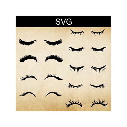 SVG Eyelash Bundle, Eyelash Silhouettes, Digital Clip Art, Digital Eyelashes, Sublimation