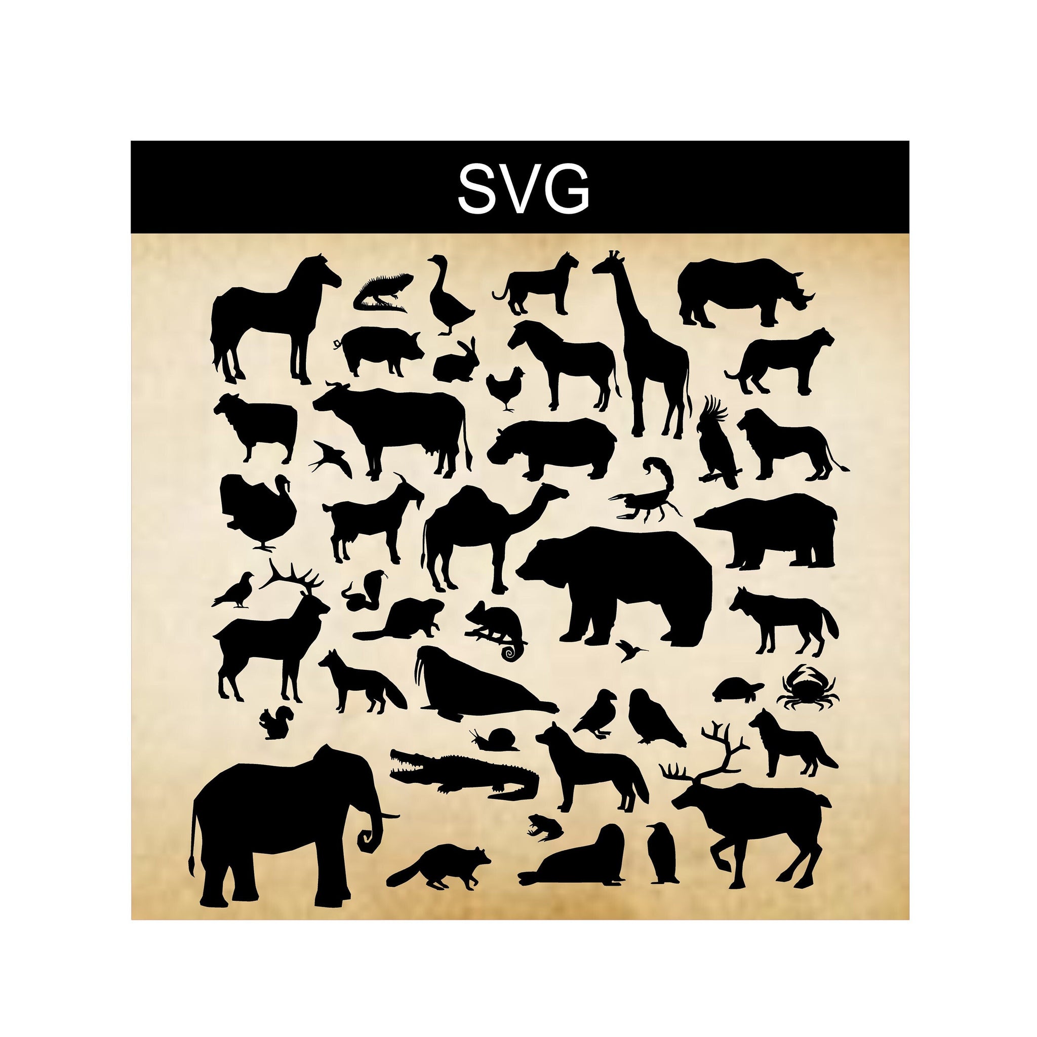 SVG Animal Bundle, Digital Clip Art, Wildlife SVG Bundle, Animal Silhouettes, Silhouette Bundles