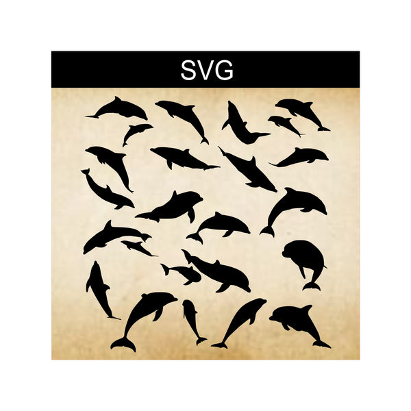 SVG Dolphin Bundle, Digital Clip Art, Dolphins Silhouette, Silhouette Dolphins, Digital Dolphins