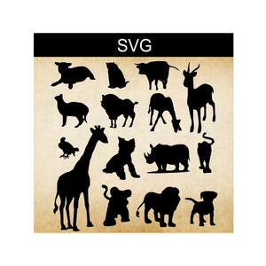 SVG Animal Bundle, Digital Clip Art, Animal Silhouette, Silhouette Animals, Digital Animals