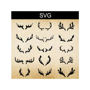 SVG Antler Bundle, Digital Clip Art, Antler Silhouettes, Silhouette Antlers, Digital Antlers