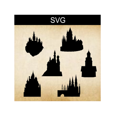 SVG Castle Bundle, Digital Clip Art, Castle Silhouettes, Silhouette Castles, Digital Castle