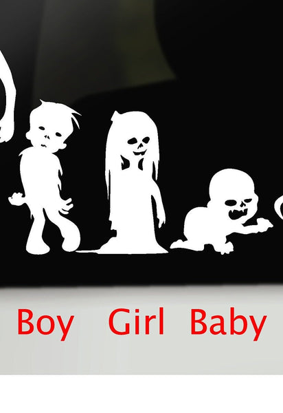 Zombie Family Decal, Car Window Decals, Family Car Stickers, Car Accessories, Zombie Lovers Gift